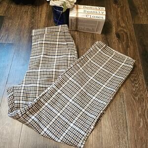Sadie Sage Houndstooth Plaid High Rise Retro Taper Ankle Trouser Pants Small